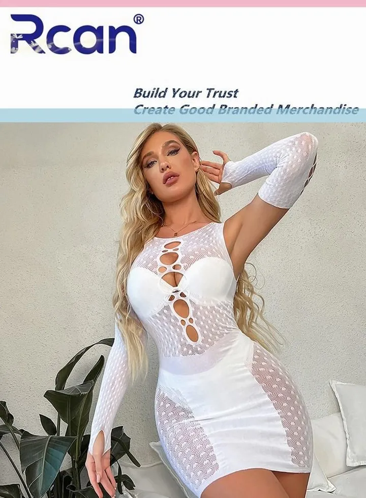 Lingerie For Women One Size Stretchy Hollow Out Sling Dress Bodysuit Babydoll Underwear Nightwear Ladies Boudoir Outfits Clubwear