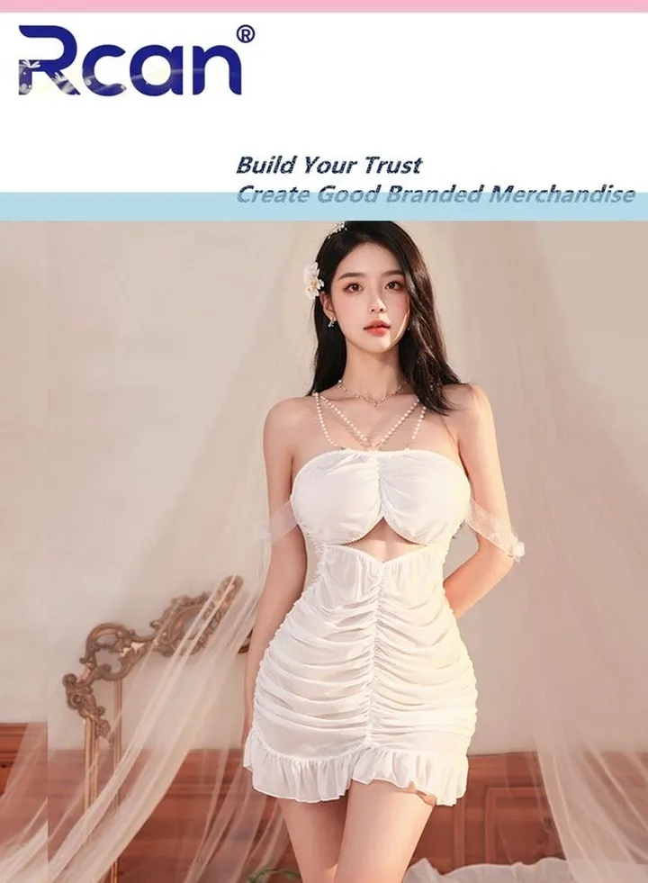 Lingerie For Women One Size Slim Slit Babydoll Backless Sling Dress Ladies Boudoir Outfits Sleepwear Nightwear