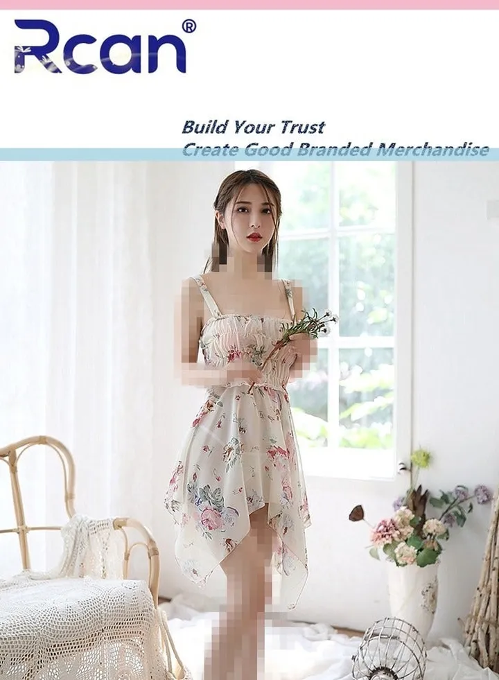 Tulle Jacquard Pajamas Babydoll Backless Slip Dress for Women