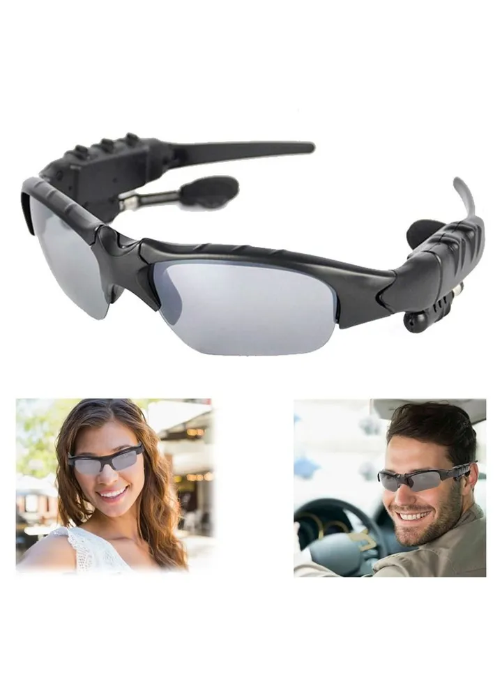 Bluetooth Sunglasses, Wireless Music Sunglasses Men Women Sports Sunglasses Smart Glasses Handfree Call Headphone Stereo Sound with Mic for Smart Phone, Outdoor Travel Driving Cycling (Gray Black)