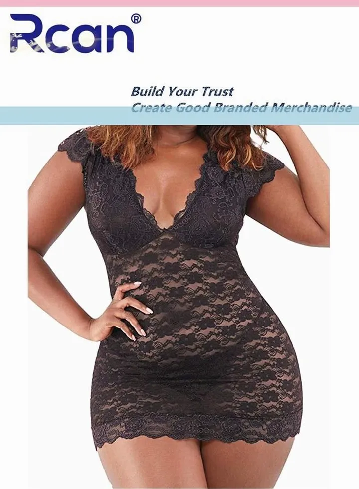 European Fashion Plus Size Babydoll V Neck Lingerie Slim Ladies Lingerie Backless Sling Dress Ladies Boudoir Wear Sleepwear