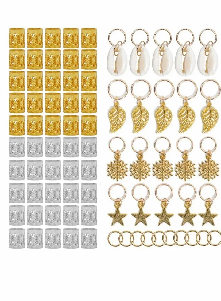 80 Pieces Hair Jewelry Rings Decorations Aluminum Coil Dreadlocks Braid Metal Cuffs Braiding Beads for Accessory