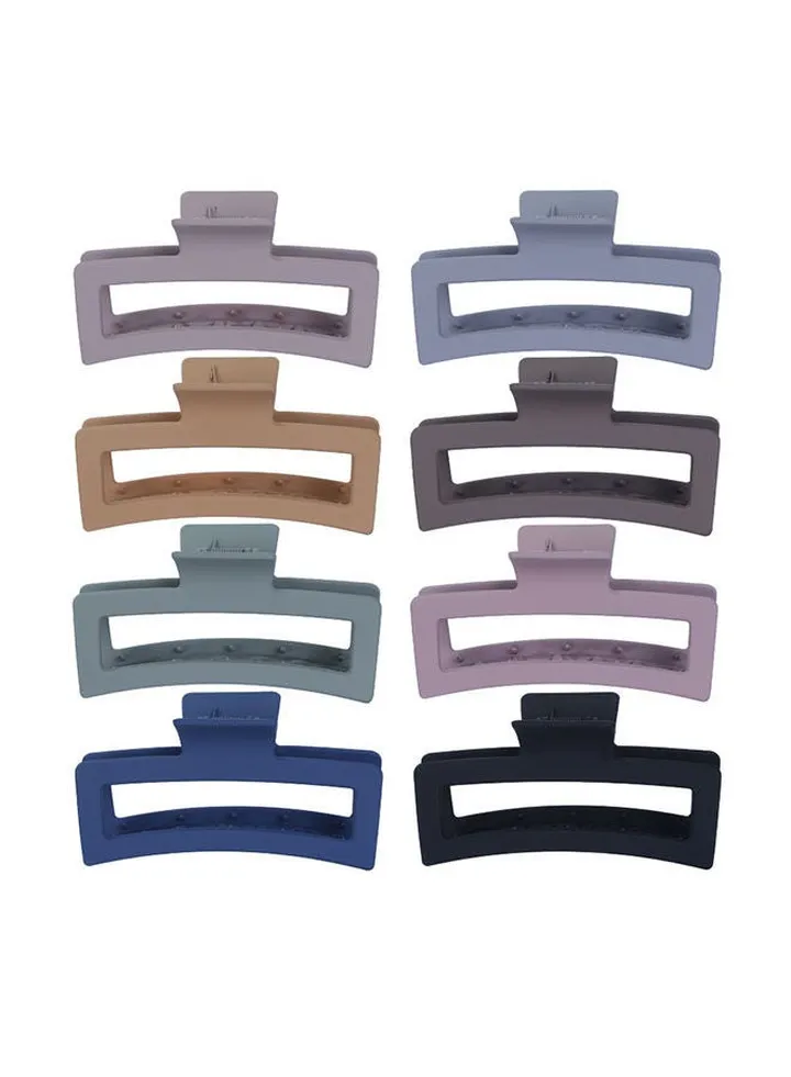 8 Scrub Hair Clips Super Large 13Cm Hollow Plastic Hairpin With Large Hair Volume Women'S Rear Head Shark Clip