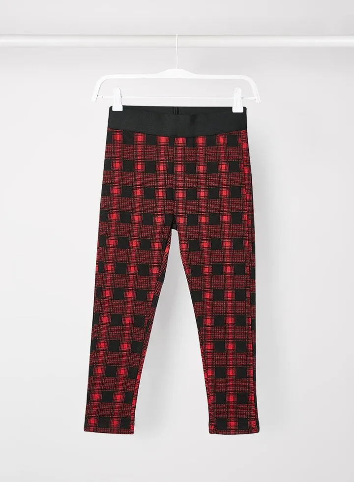 Kids Check Jacquard Leggings Red/Black