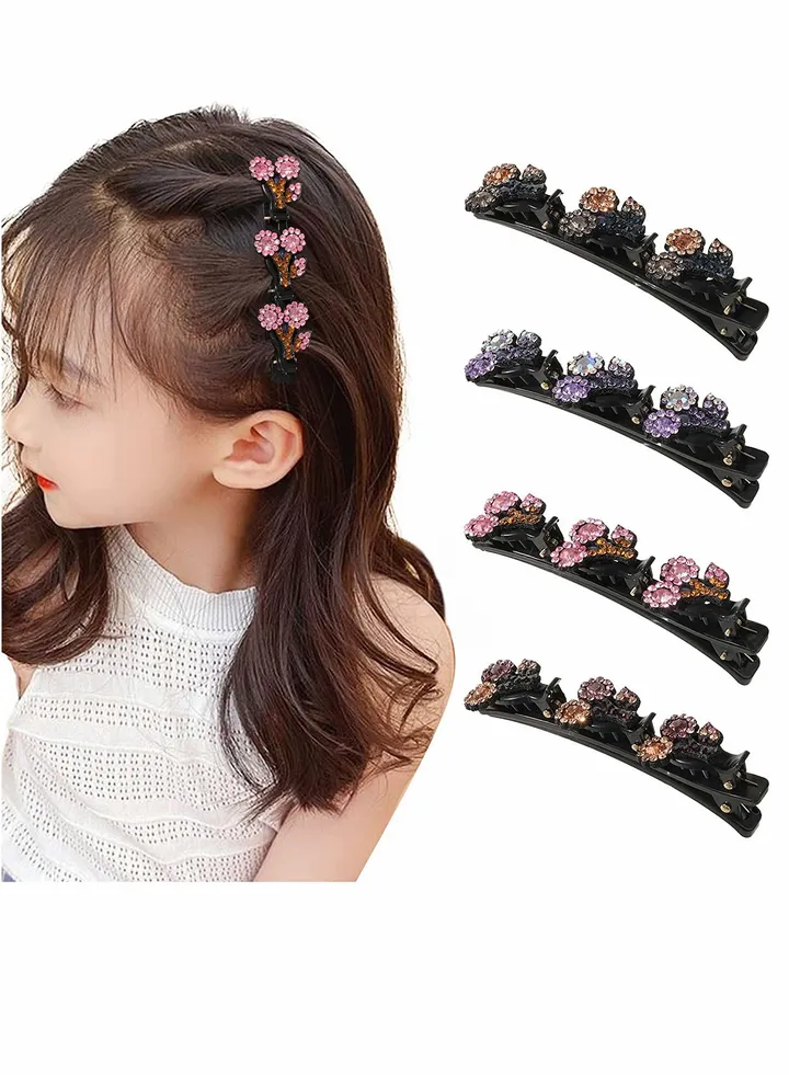 Braided Hair Clips for Girls Sparkling Crystal Stone Braided Hair Clips for Women Rsvelte Hair Clip Cherry Braided Hair Clips for Girls with Rhinestones Fine or Thick Hair