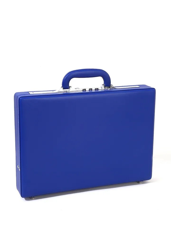 14" Leather Doctor Lawyer Briefcase Leather Attache Blue