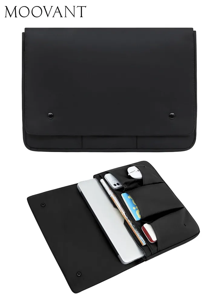 15.6-inch Lightweight Laptop Bag Multi-pocket Storage Laptop Bag Flip-top Laptop Handbag Black