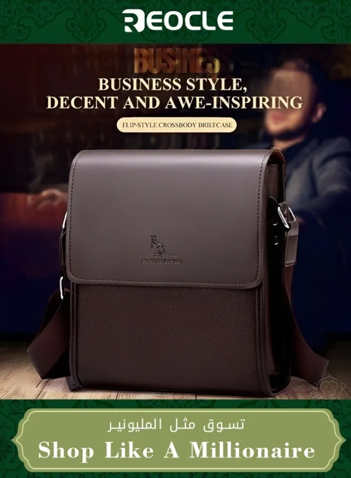 Fashionable Casual Men's Crossbody Backpack with Flap Single Shoulder Briefcase Large Capacity Multifunctional