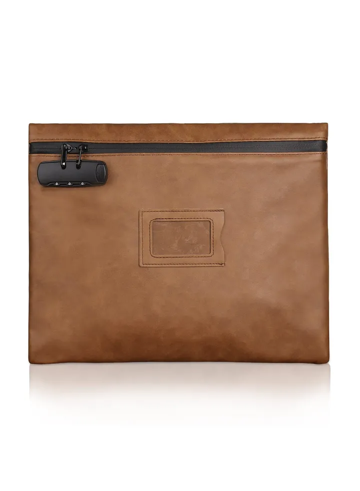 Lockable Document Bag, 13.6 x 10 Inch Briefcase with Zipper, Notary Storage Pouch for Documents, Cash, Cell Phone, Tablet, Credit Cards, Passport