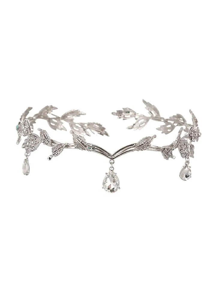 Exquisite Stylish Ladylike Elegant Leaf Design Crown With Rhinestone