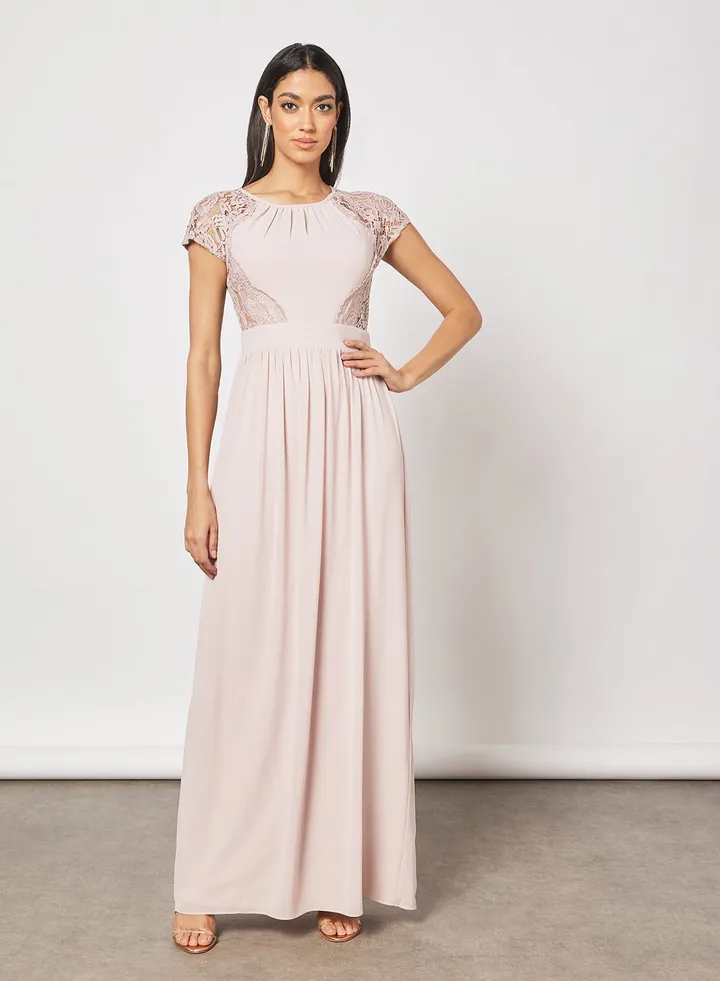 Pearlie Lace Detail Dress Pink