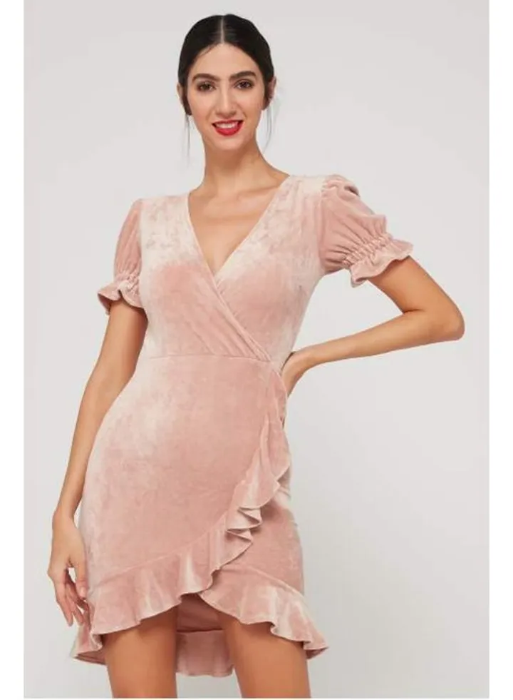 Edwina Velvet Dress Pink
