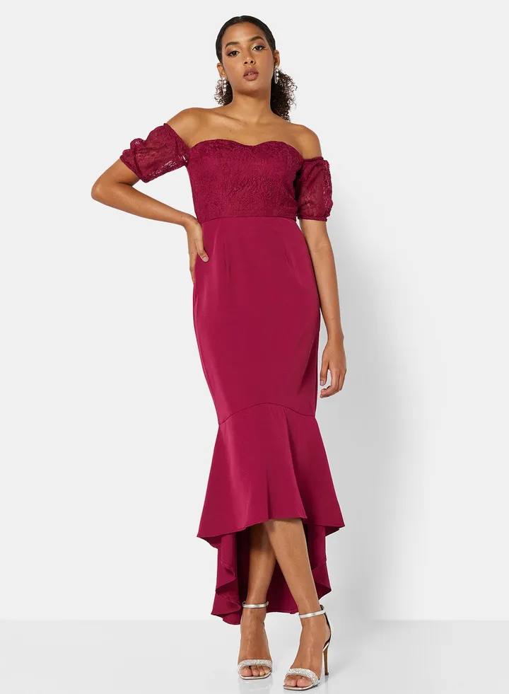 Petite Suzy Peplum Hem Dress Berry