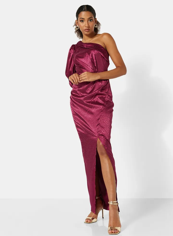 Adelia One Shoulder Dress Burgundy