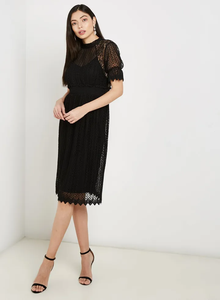 Stylish Lidia Midi Dress Black