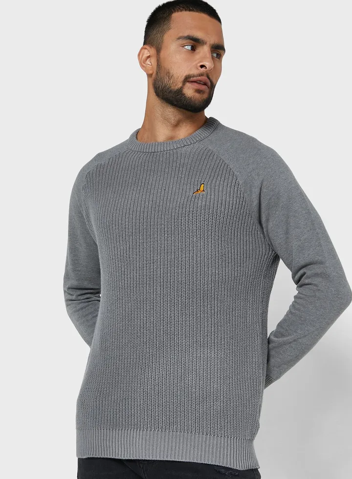 Bravesoul Crew Neck Long Sleeve Kitted Jumper