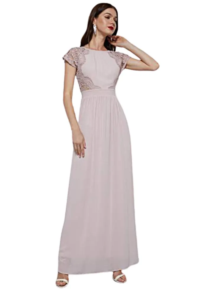 Pleated Lace Dress Lilac