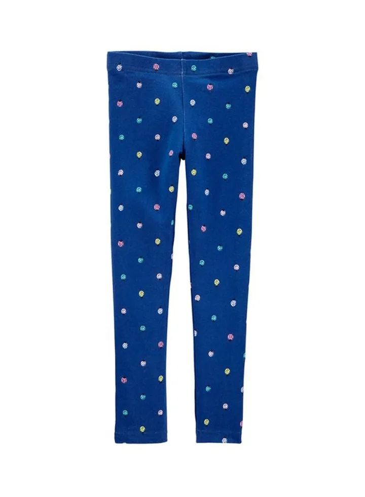 Girls Ladybird Beetles Leggings Navy Blue