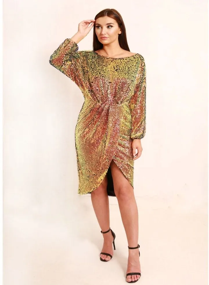 Rose Sequin Midi Dress
