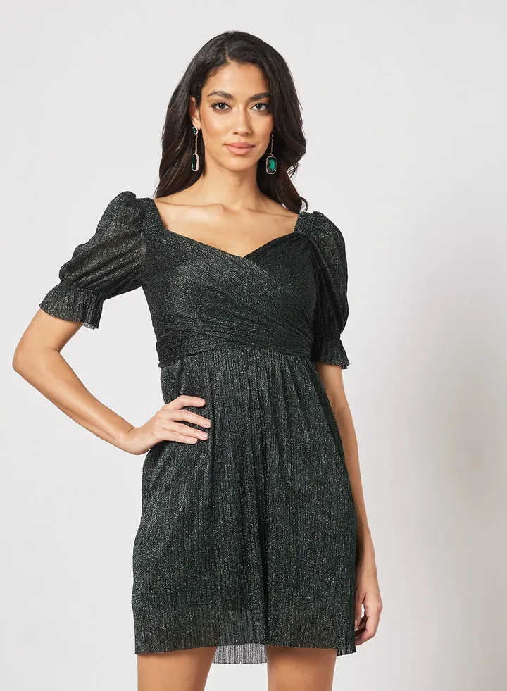 Carly Short Sleeves Dress Teal