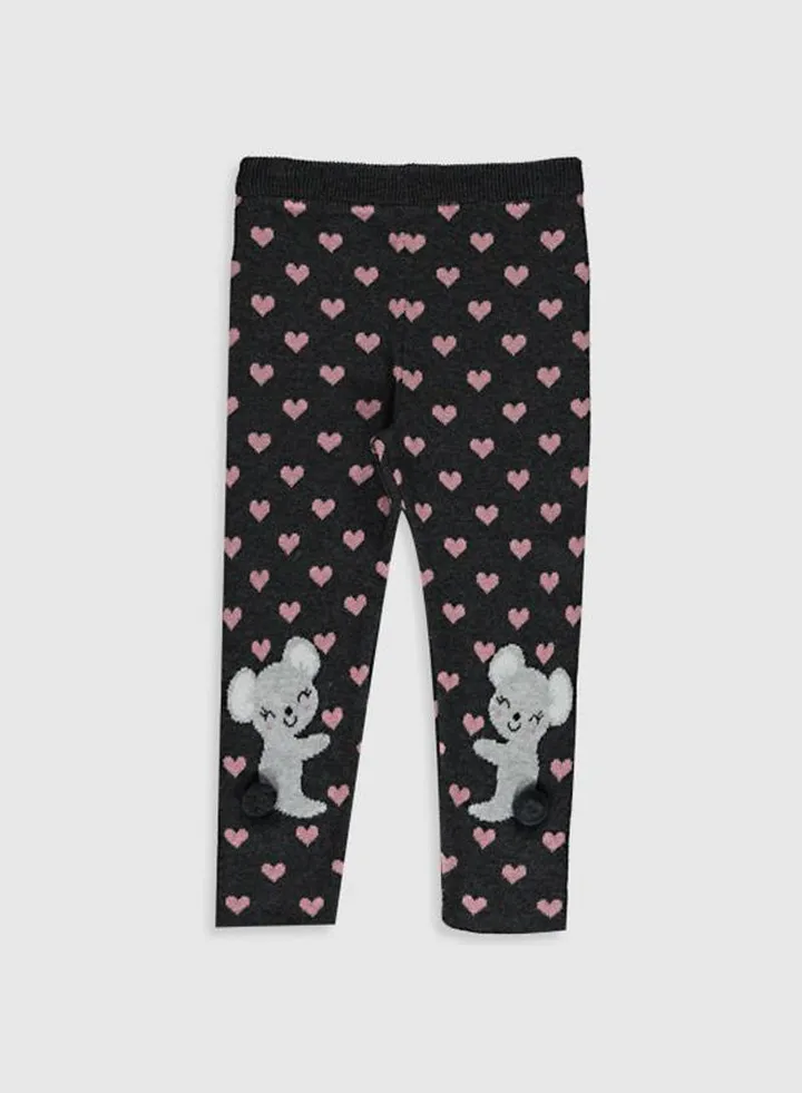 Animal Printed Leggings Black/Pink/Grey