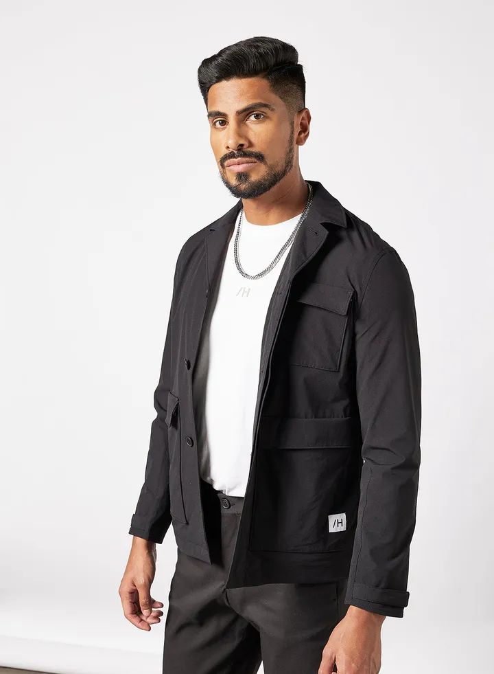 Front Pocket Blazer Black