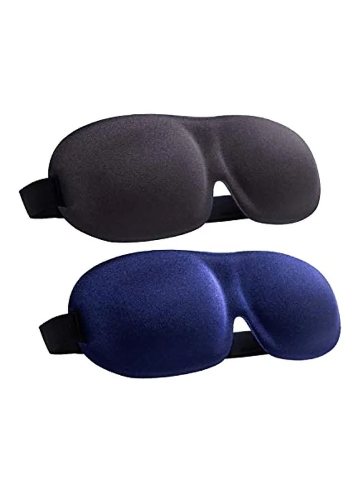 2-Piece Sleeping Eye Mask With Adjustable Head Strap Black/Blue