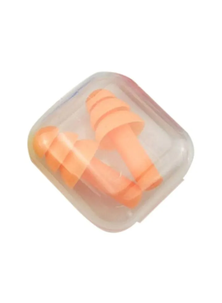 Soft Silicone Ear Plugs With Storage Box Orange/Clear