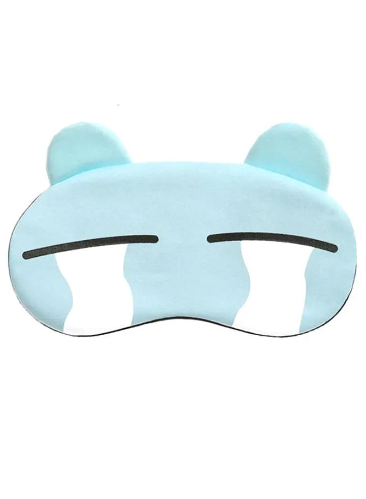 Funny Cartoon Face Sleeping Eye Mask Blue/Black/White