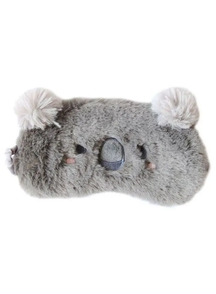 Fluffy Plush Animal Cartoon Sleeping Eye Mask Grey