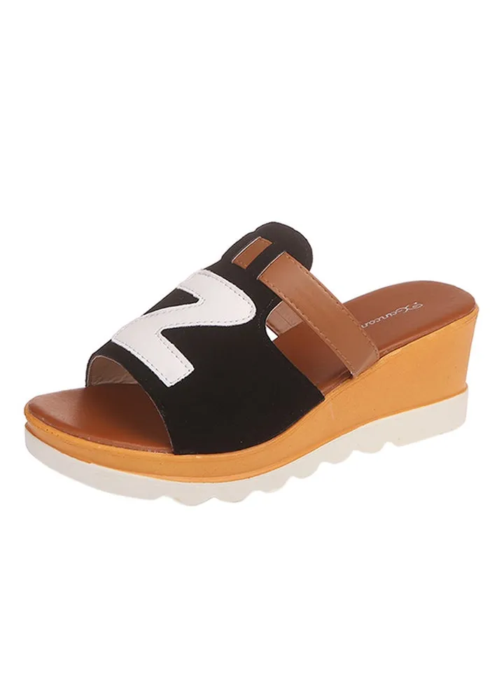 Mule Heel Casual Sandals Brown/Black