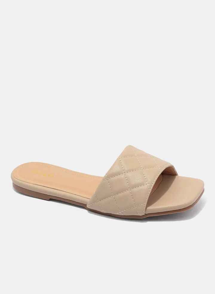 Fashionable Flat Sandals Beige