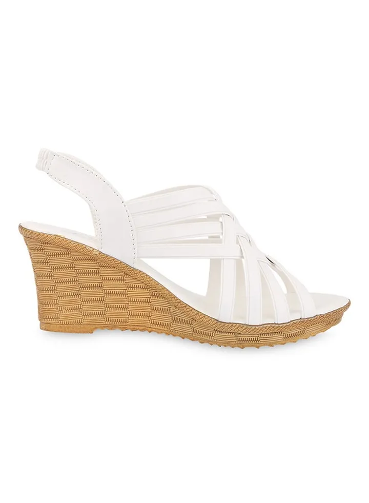 Hollow Wedge Heel Sandal White