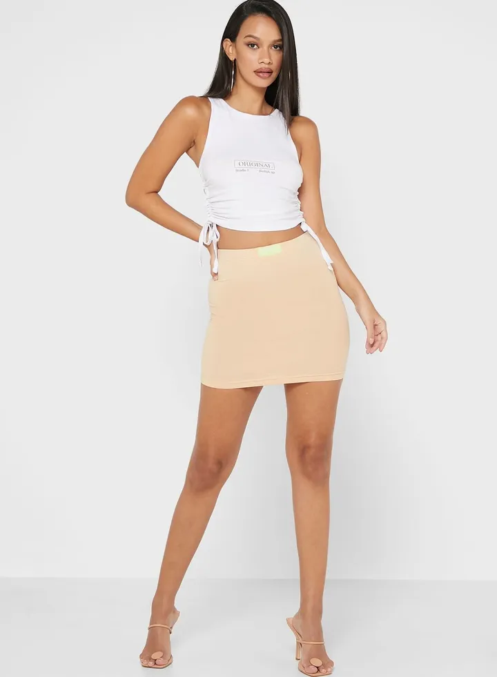 Bodycon Fit Mini Skirt Beige