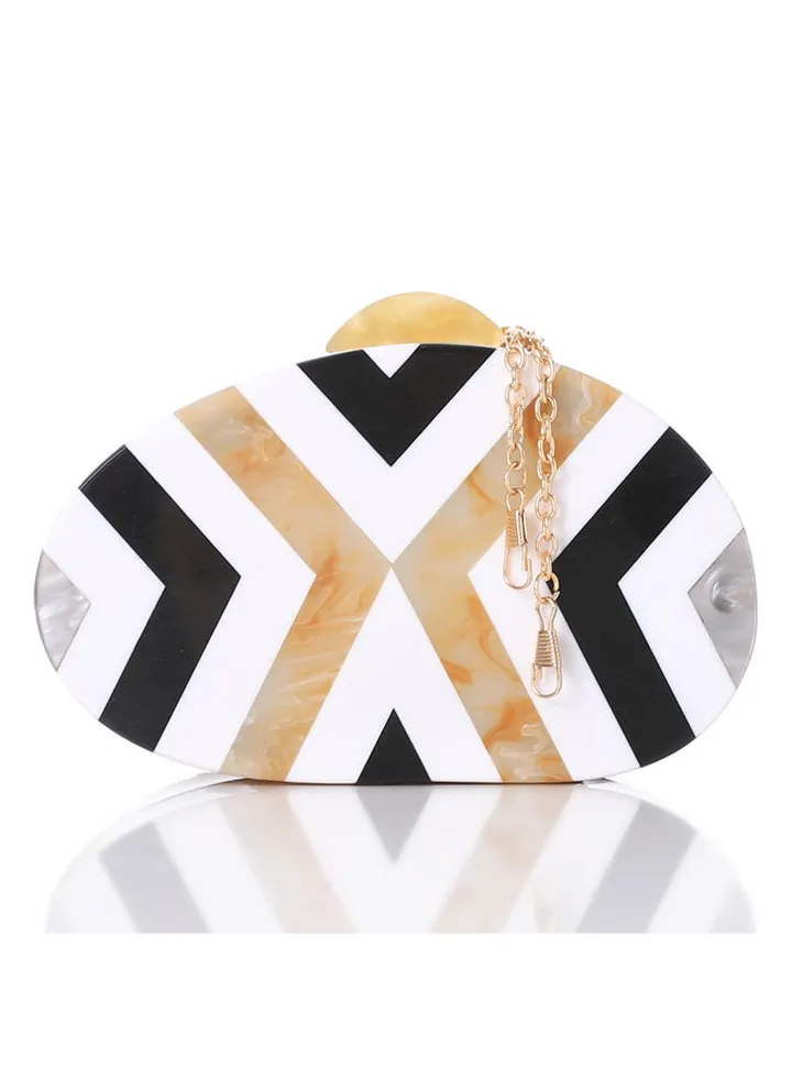 Marble Striped Unique Oval Clutch