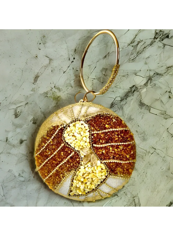 Amber & Yellow Agate-Handmade Women's Clutch