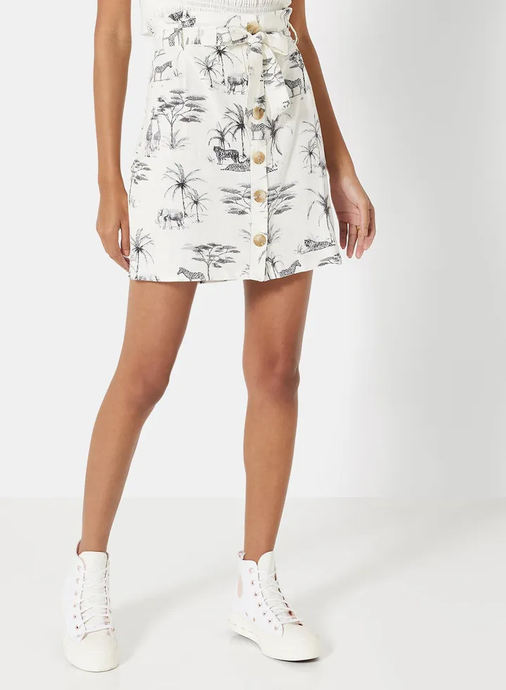 Printed Skirt White