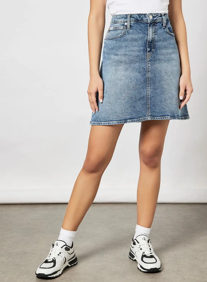 High Rise Denim Mini Skirt