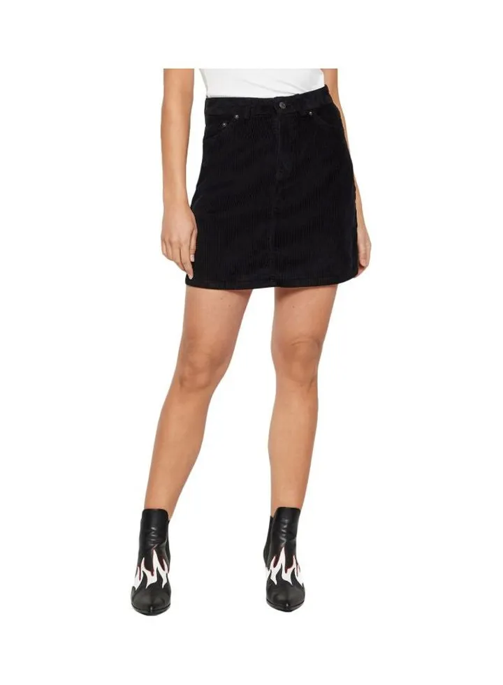 Ribbed Corduroy Skirt Black