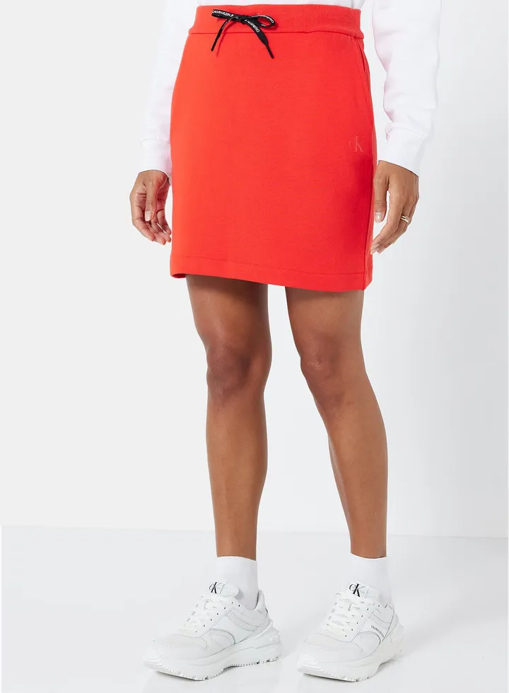 Mid Rise Drawcord Skirt Red