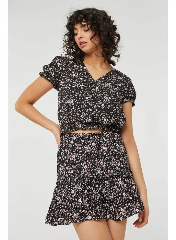 Micro Mini Length Tiered Skirt Black