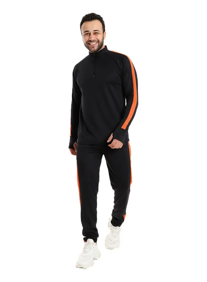 Standard Fit Cotton Neon Orange & Black Tracksuit