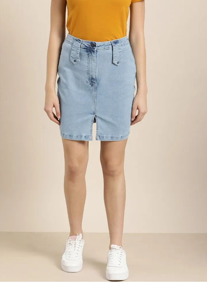 Denim Straight Skirt Blue