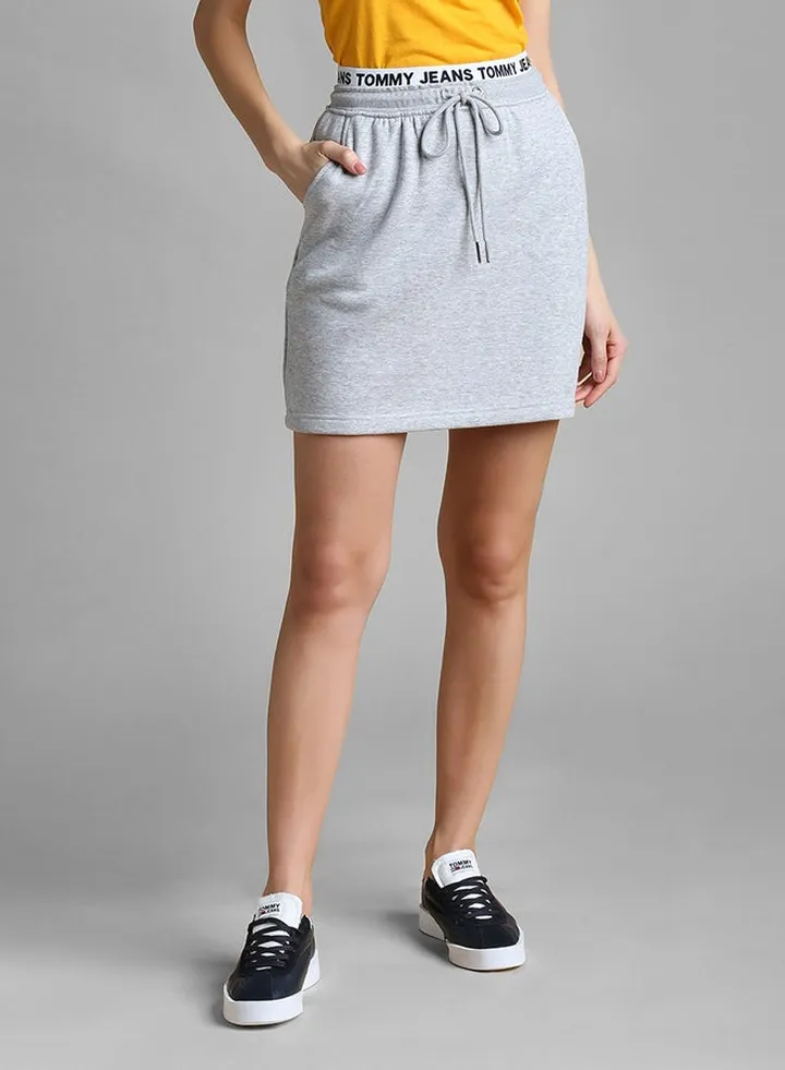 Casual Drawstring Skirt Grey