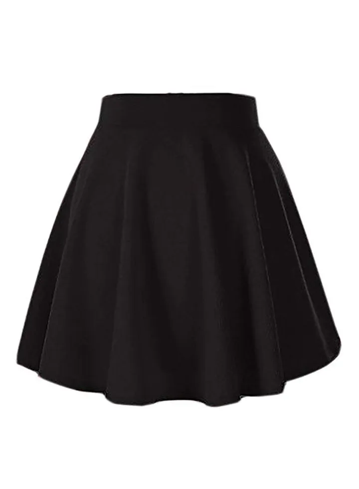 Cotton Pleated Skirt Black