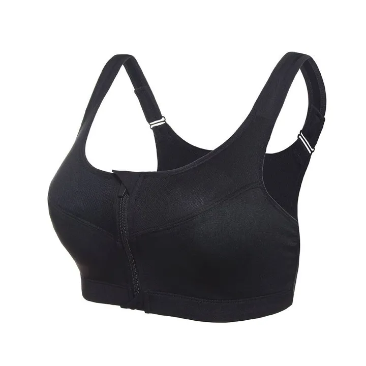 Front Zip Sports Bra Black