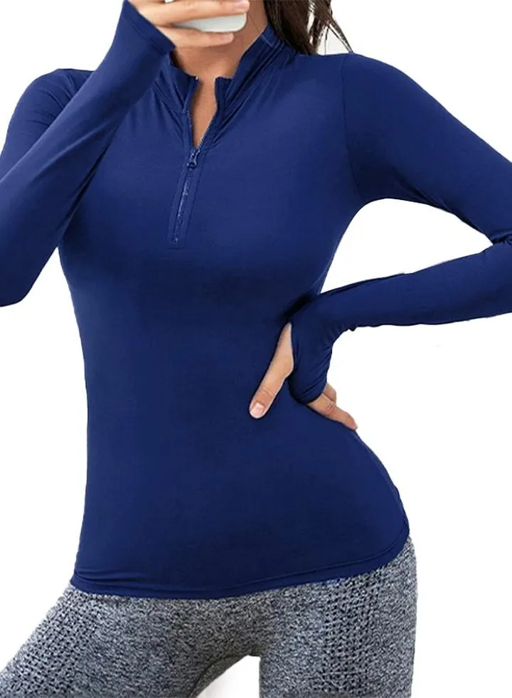 Half Zipper Sport Top Long Sleeves
