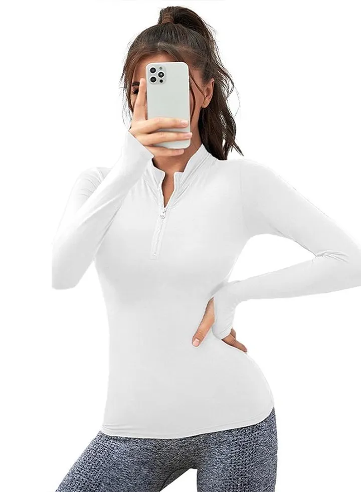 Half Zipper Sport Top Long Sleeves