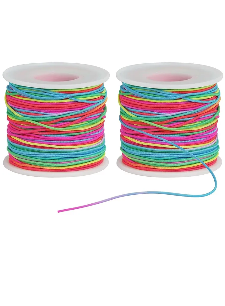 Bracelet String Elastic Cord,2 Rolls 1MM Stretchy String for Bracelet Making,Rainbow Elastic String Thread Rope for Bracelets,Jewelry Making,Necklaces, Beads,Sewing and DIY Crafts