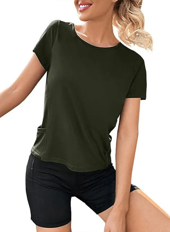 Sportswear - Sport T- Shirts With Pockets - Top For Women